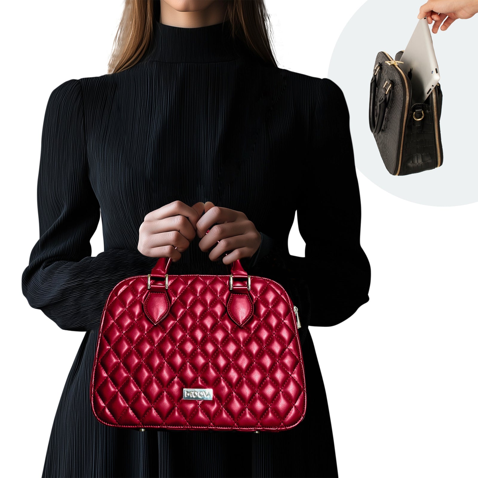 Moov - Clutter Free Bloom Vegan Leather Laptop Handbag