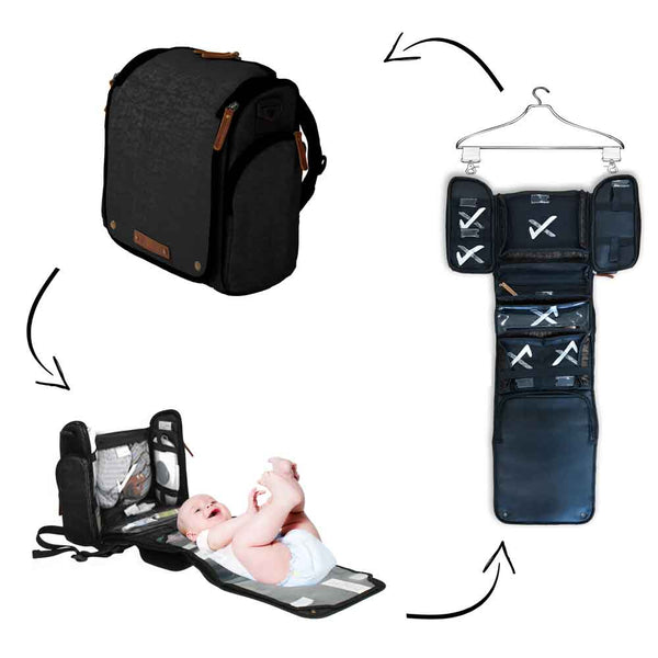TYKE TRAVELER SMART DIAPER BAG SET: GOOD NIGHT BLACK