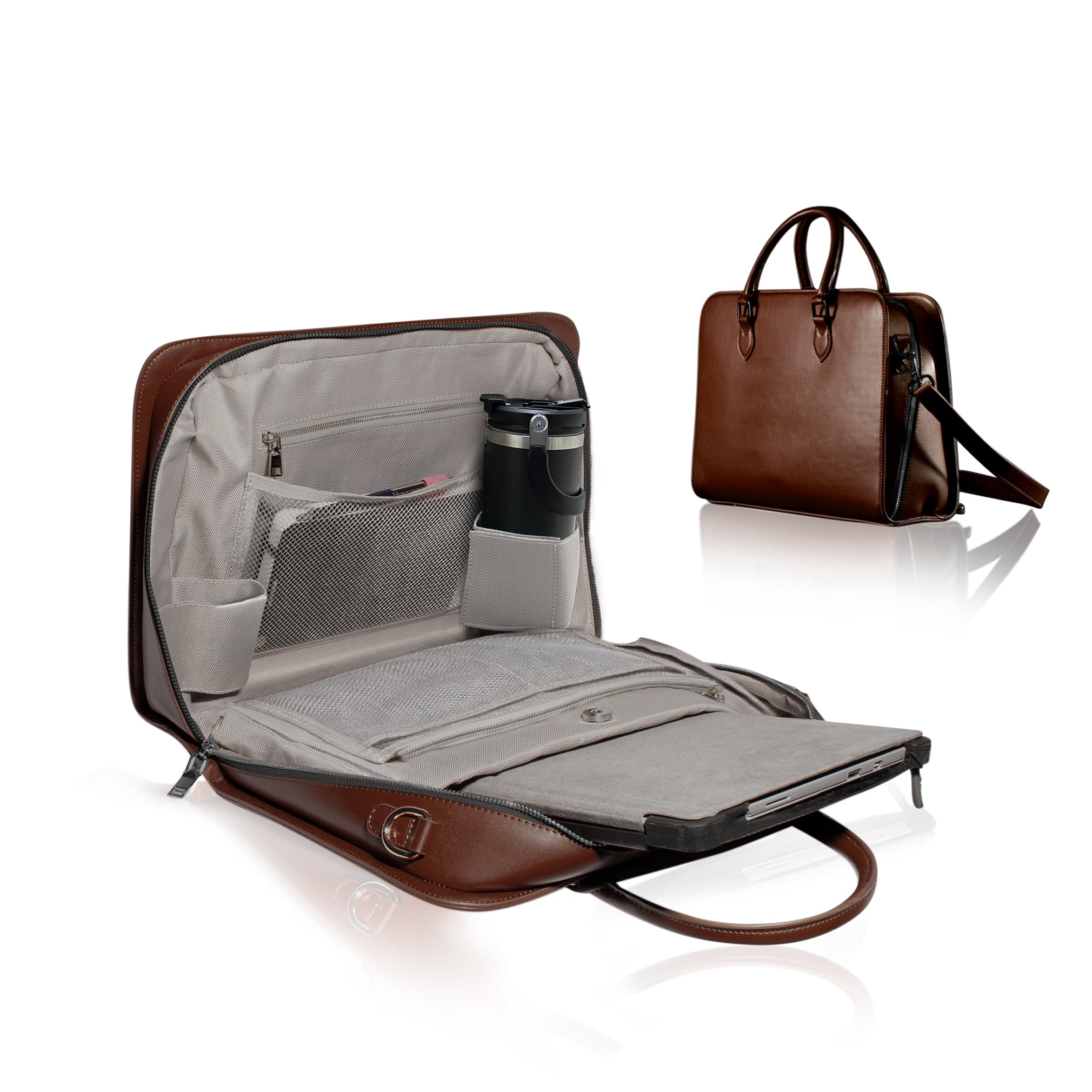 Laptop Bag | Computer Briefcase: Vegan Leather, Compatible with MacBook Air 14