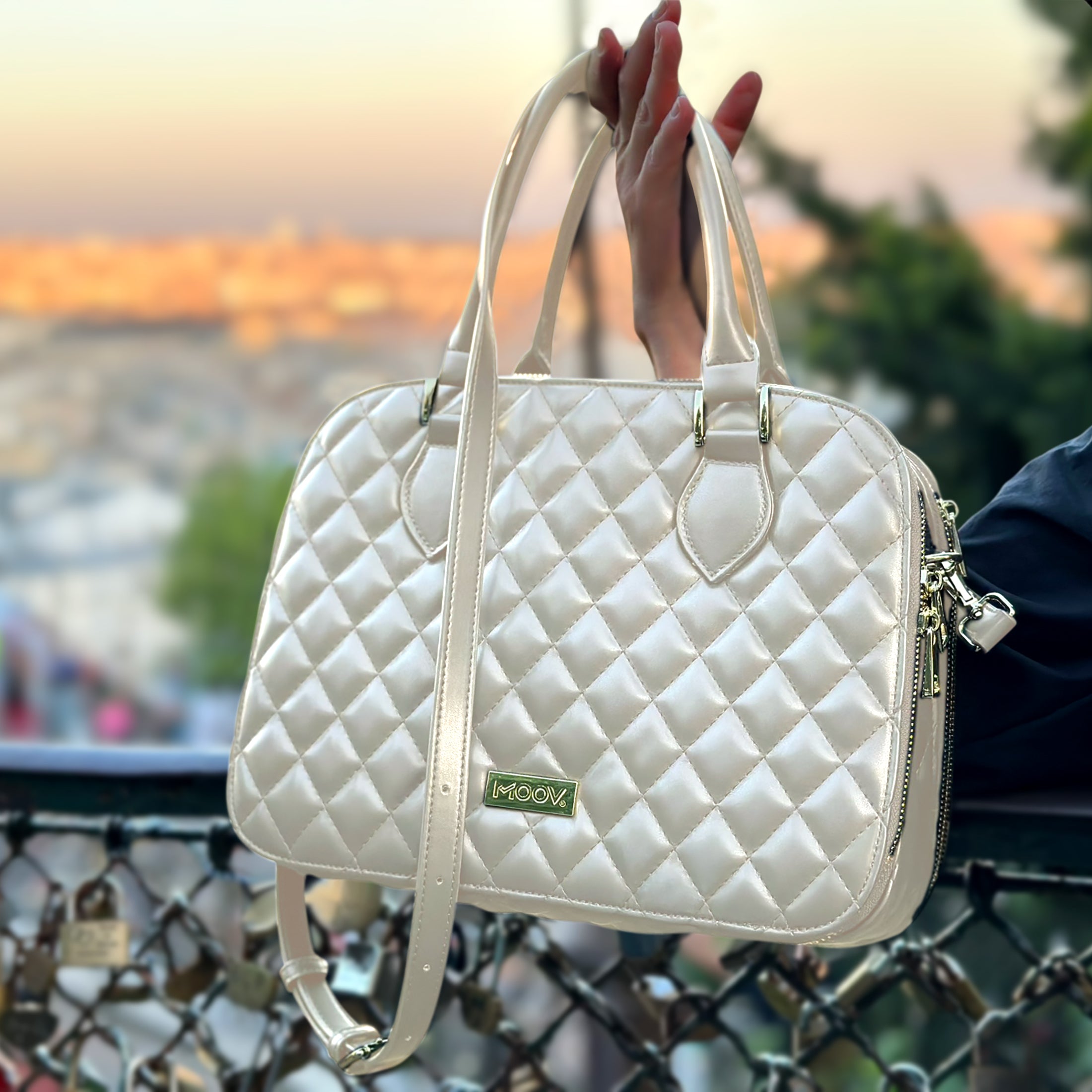 White bloom handbag