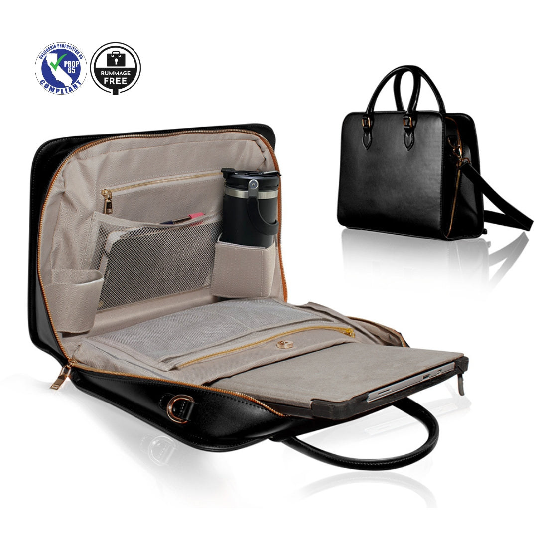 Laptop Bag | Computer Briefcase: Vegan Leather, Compatible with MacBook Air 14