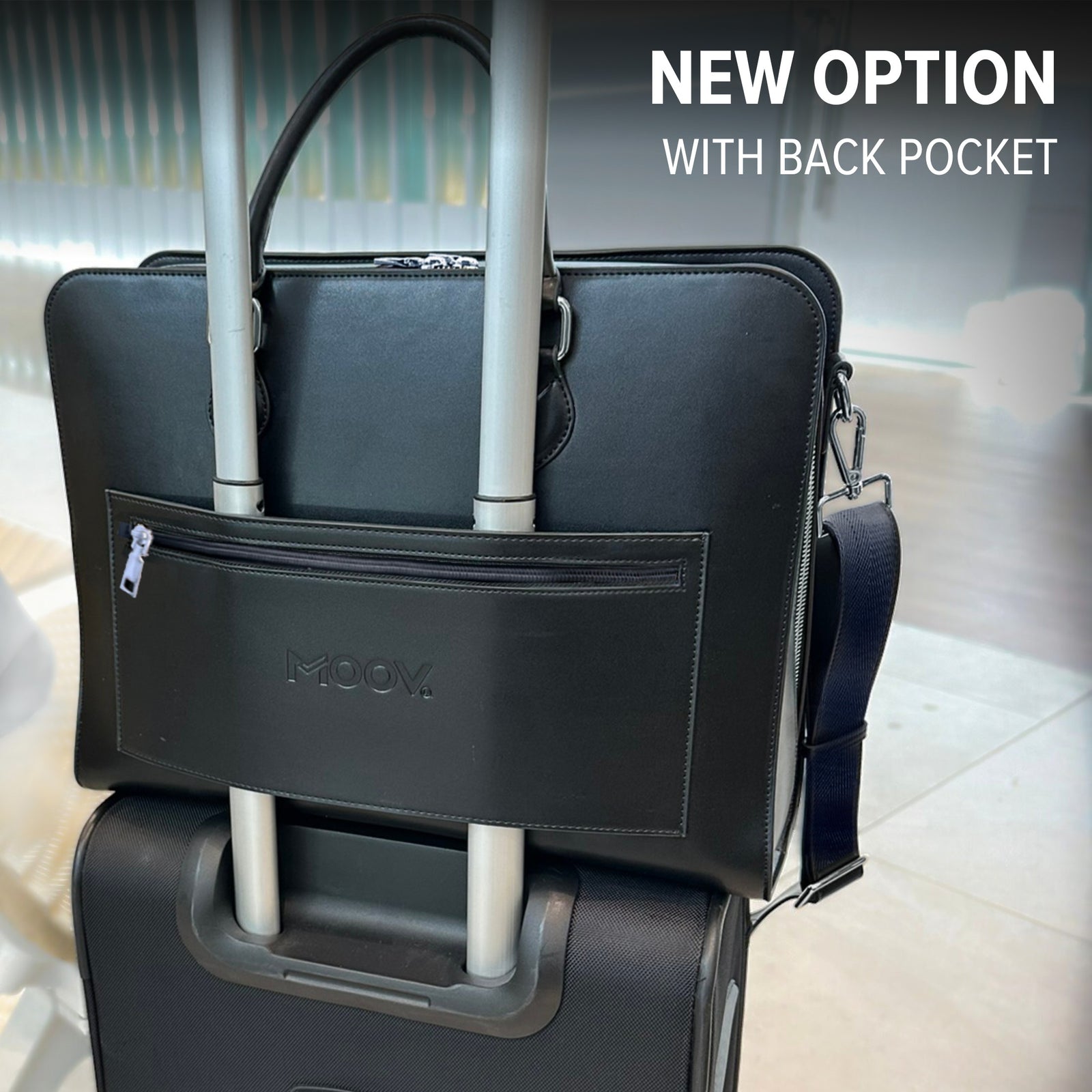 MoovForward Motion: Stylish Laptop Bag for Women Black & Ext Pocket / 16